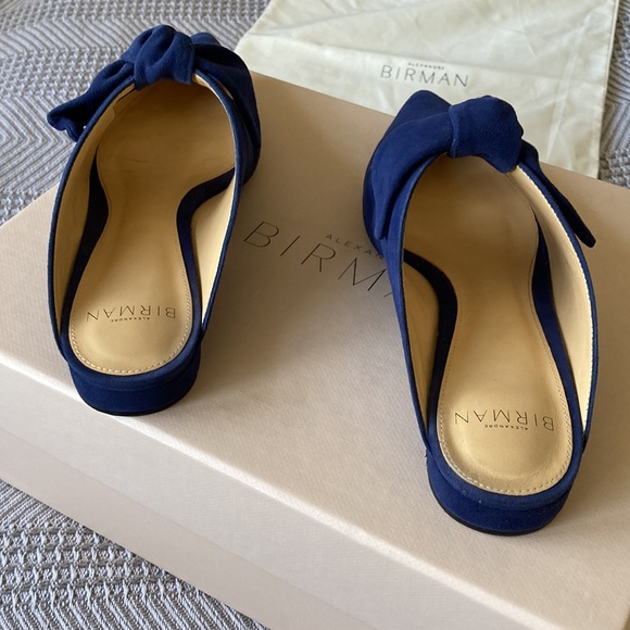 Alexandre Birman Evelyn Flat Blue Suede Bow Mules Sz 5 - Picture 4 of 10